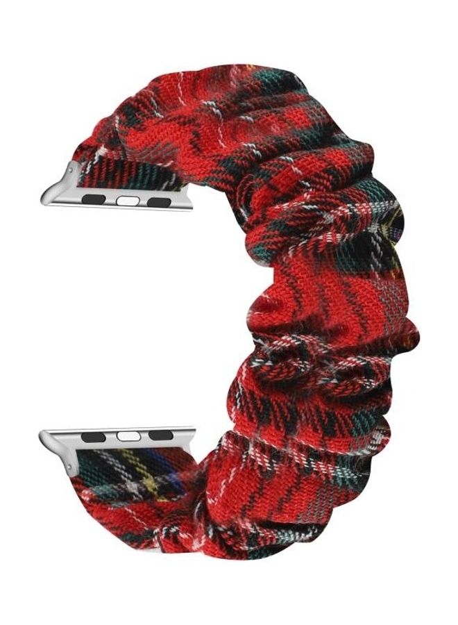 NIBEMINENT Checked Hair Tie Strap For Apple Watch Series 7/6/5/4/3/2/1/SE 45/44/42mm Red - Image 1