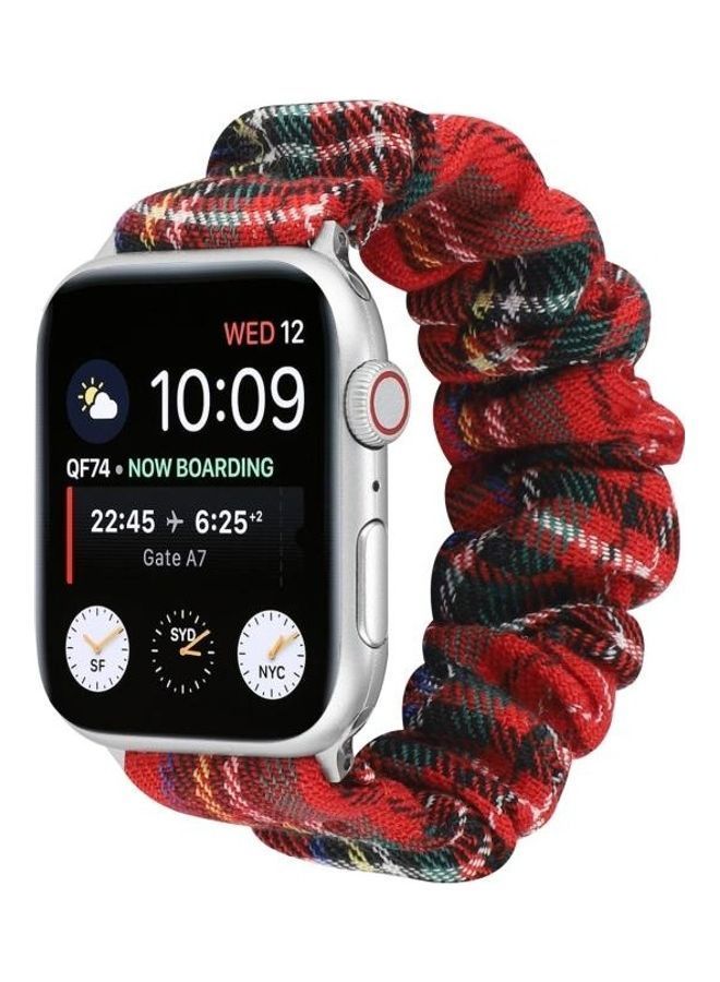 NIBEMINENT Checked Hair Tie Strap For Apple Watch Series 7/6/5/4/3/2/1/SE 45/44/42mm Red - Image 2