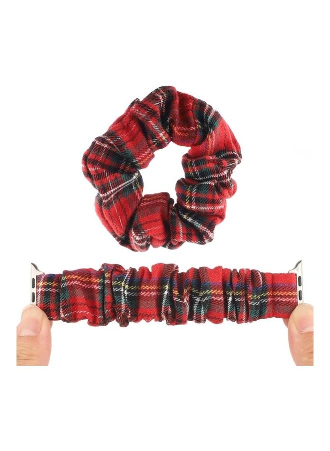 NIBEMINENT Checked Hair Tie Strap For Apple Watch Series 7/6/5/4/3/2/1/SE 45/44/42mm Red - Image 5