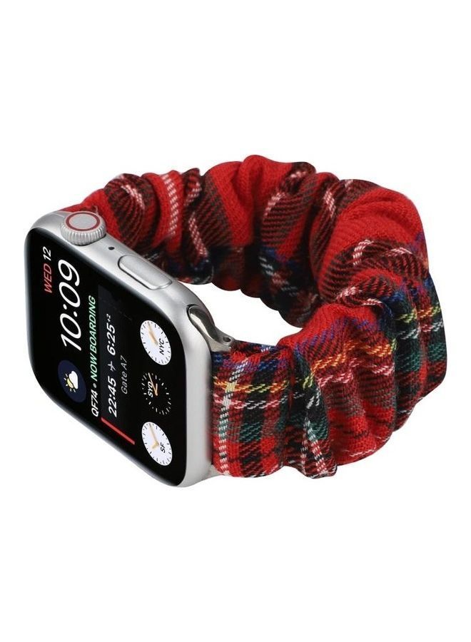 NIBEMINENT Checked Hair Tie Strap For Apple Watch Series 7/6/5/4/3/2/1/SE 45/44/42mm Red - Image 4