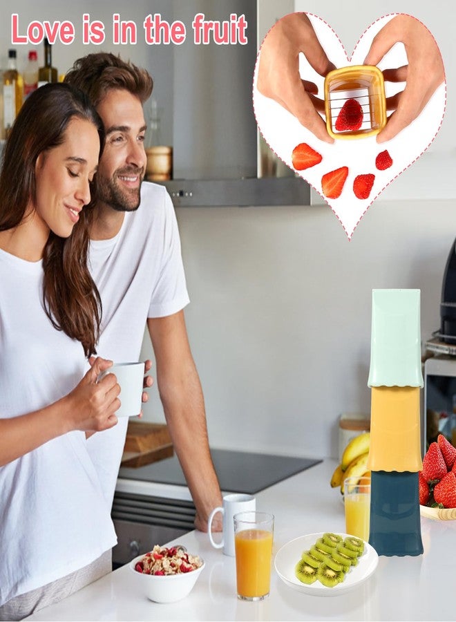 Dokpod 3 Pcs Cup Slicer with 3 Pcs Gap Cleaning Brushes Stainless Steel Strawberry Slicer Banana Slicers Fruit Slicer Fruit Cutters Multifunctional Soft Fruit and Vegetable Slice Fresh Platter Making - Image 3