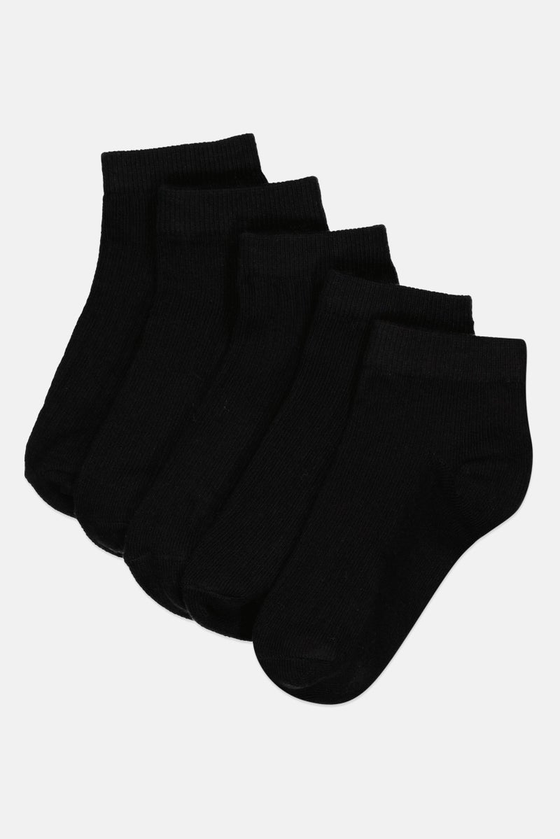 Joe Boxer Toddlers  Boy 5 Pairs Plain Ankle Socks, Black - Image 1