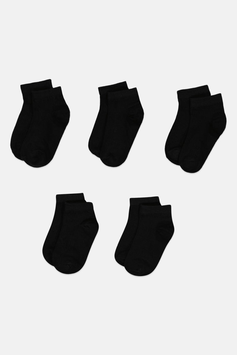 Joe Boxer Toddlers  Boy 5 Pairs Plain Ankle Socks, Black - Image 3