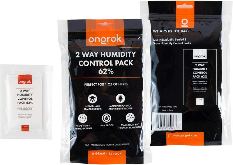 ONGROK 8 Gram, 2 Way Humidity Control Packets, 62% RH, 12 Pack, Each Pack for up to 1 oz - Image 1