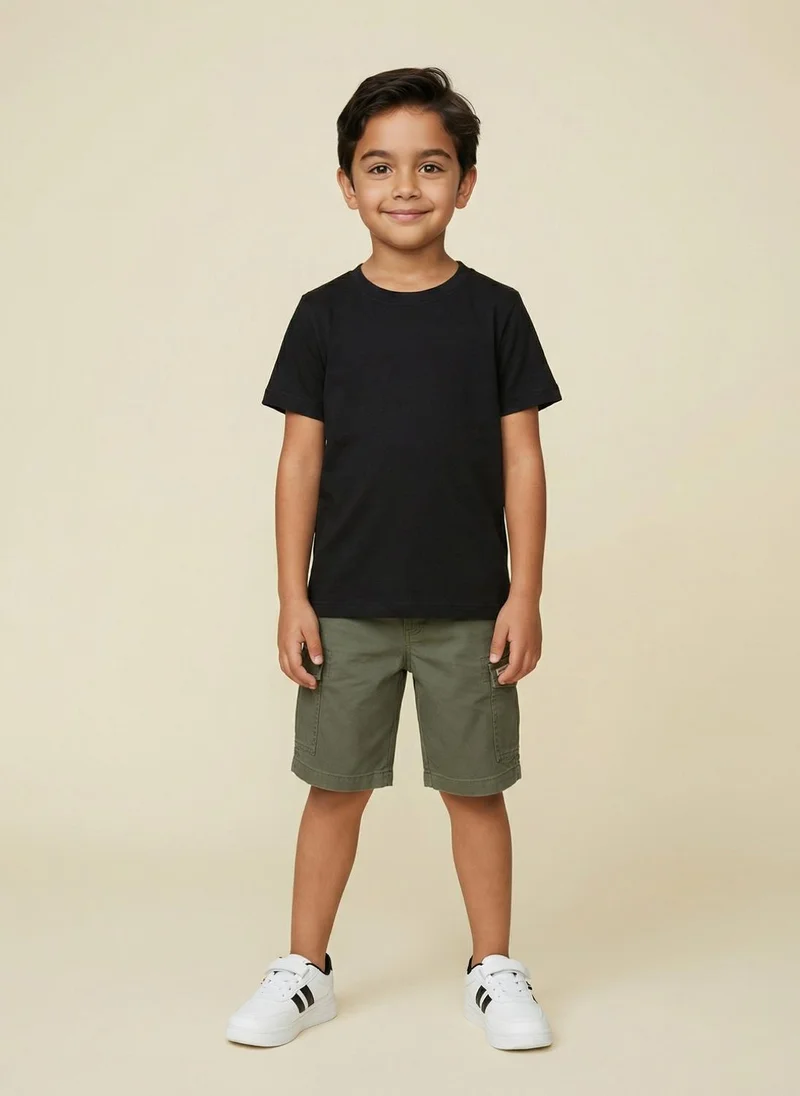 نوتيناتي Nautinati Boys' 100% Cotton Pack of 2 Solid Essentials Crew Neck T-shirts
