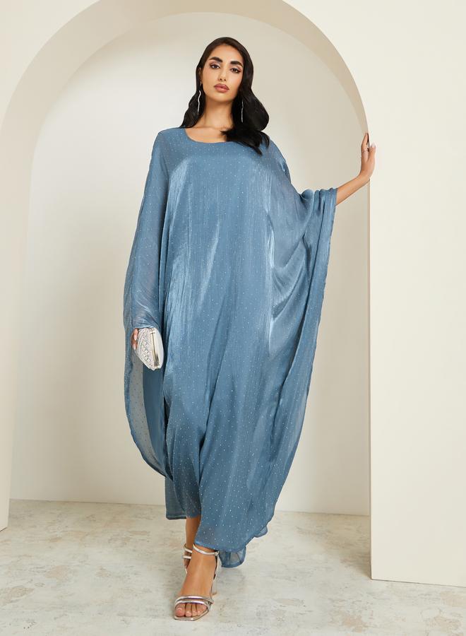 Amirah Women Teal Shimmer Maxi Kaftan - Image 1