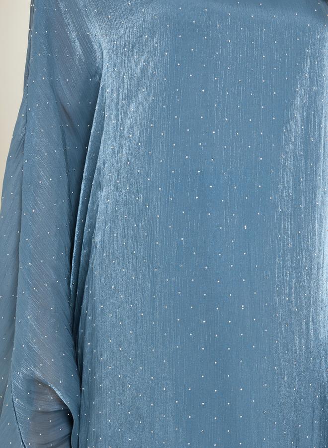 Amirah Women Teal Shimmer Maxi Kaftan - Image 4