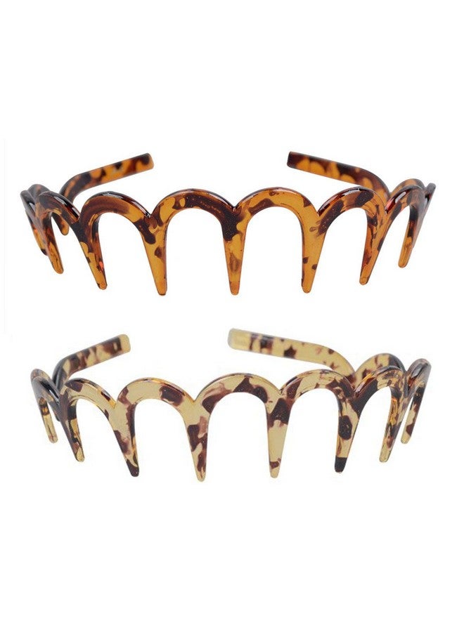 Suoirblss 2Pcs Women Comfortable Shark Tooth Comb Headband Hair Band U Toothed Headband Lady Hair Accessory (Dark Coffee Color + Light Coffee Color) - Image 1