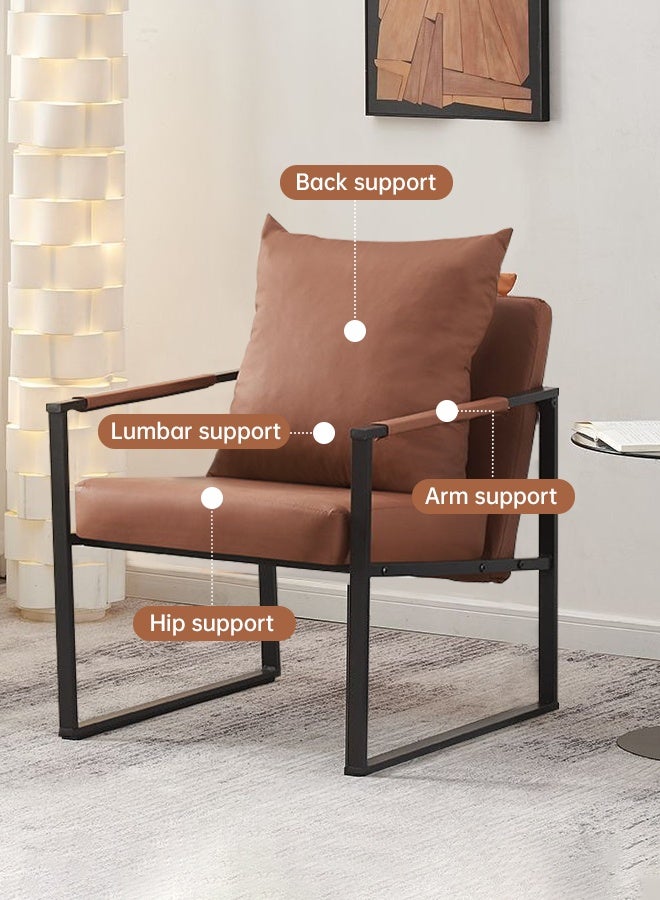 فورثكان كرسي جلوس عصري لغرفة المعيشة – كرسي مبطن مع إطار معدني، كرسي استرخاء فردي لغرفة النوم أو المكتب أو الشرفة أو ركن القراءة - Image 4
