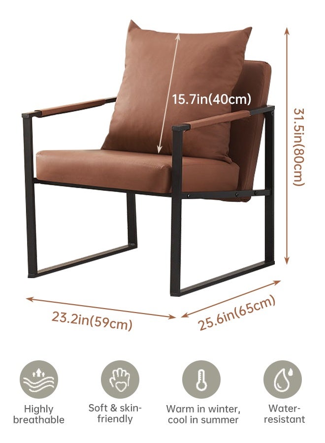 فورثكان كرسي جلوس عصري لغرفة المعيشة – كرسي مبطن مع إطار معدني، كرسي استرخاء فردي لغرفة النوم أو المكتب أو الشرفة أو ركن القراءة - Image 5