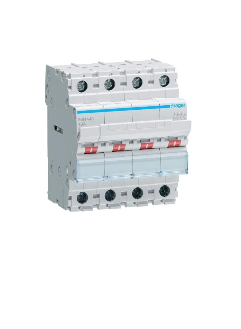 Hager Hager SBN441N/SBN440 4Pole 40A Isolator Modular Break Switch  - Image 1