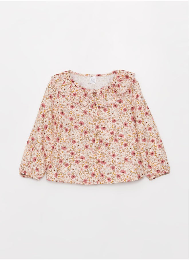 LC WAIKIKI Bebe Collar Long Sleeve Patterned Baby Girl Shirt  - Image 1