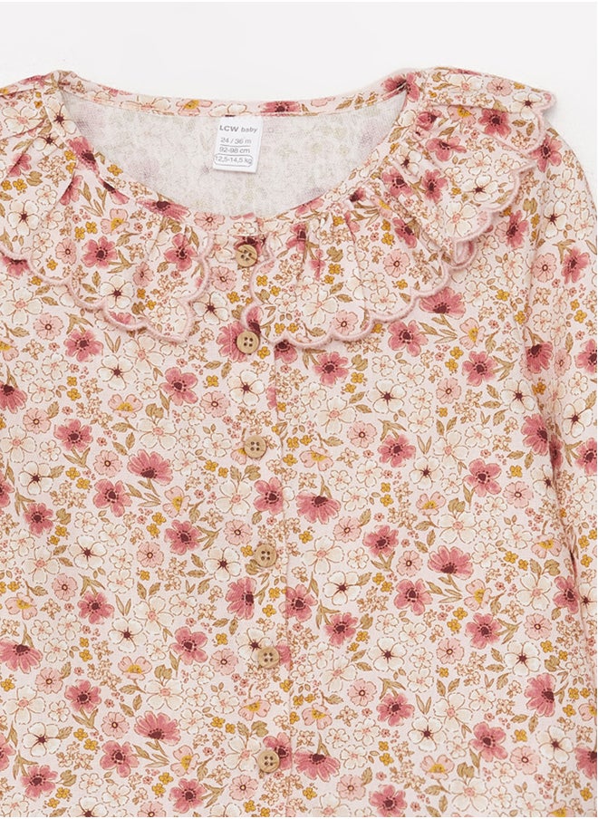 LC WAIKIKI Bebe Collar Long Sleeve Patterned Baby Girl Shirt  - Image 3