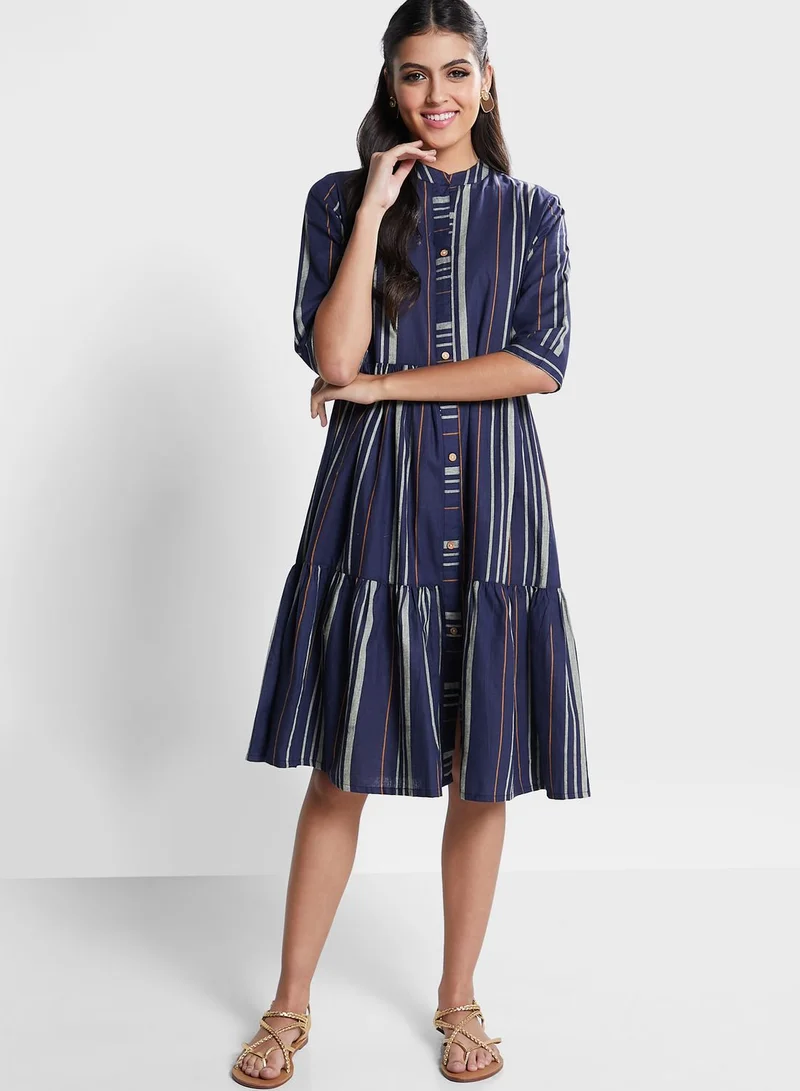 kolaba Striped Button Down Dress