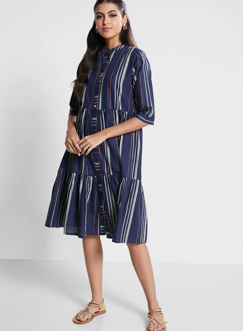 kolaba Striped Button Down Dress