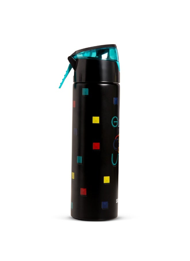 Eazy Kids Eazy Kids - Insulated Stainless Steel Water Bottle w/ Spray -Gamer, 640ml Black  - Image 2