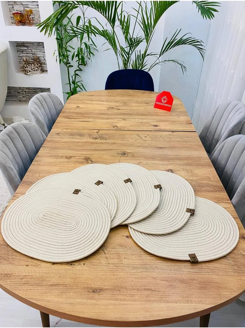 بدز ديري BDZ Leather Wicker Jute Presentation Plate American Service Oval Subpla 6 Pieces