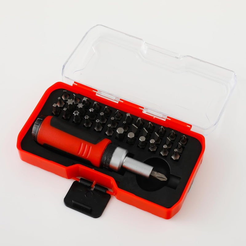 Kuber Industries Screwdriver Bits Set|38 In One With 38 Screws|Professional Magnetic Driver Set|Idol For Laptop, Mobile, Computer, Repairing Preparations (Red) - Image 1