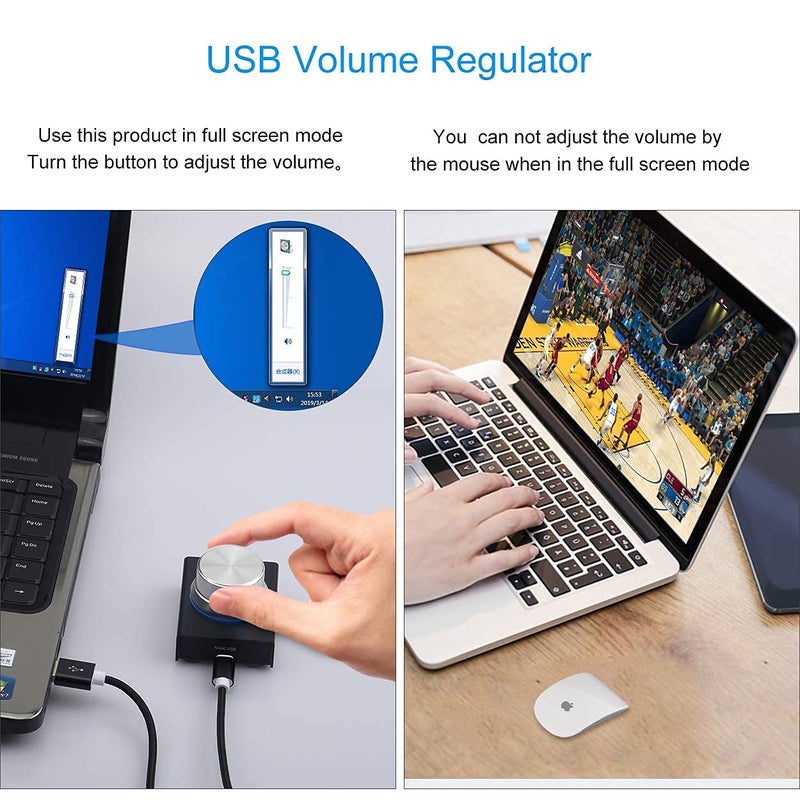 AIMOS USB Volume Control, AIMOS Lnline Volume Knob Lossless Audio Computer with 6.57ft USB Cable Mute Volume Control and PC Speakers Switch Control Module for XP, MAC, Vista, Win 7, 8, 10, Android Etc - Image 2