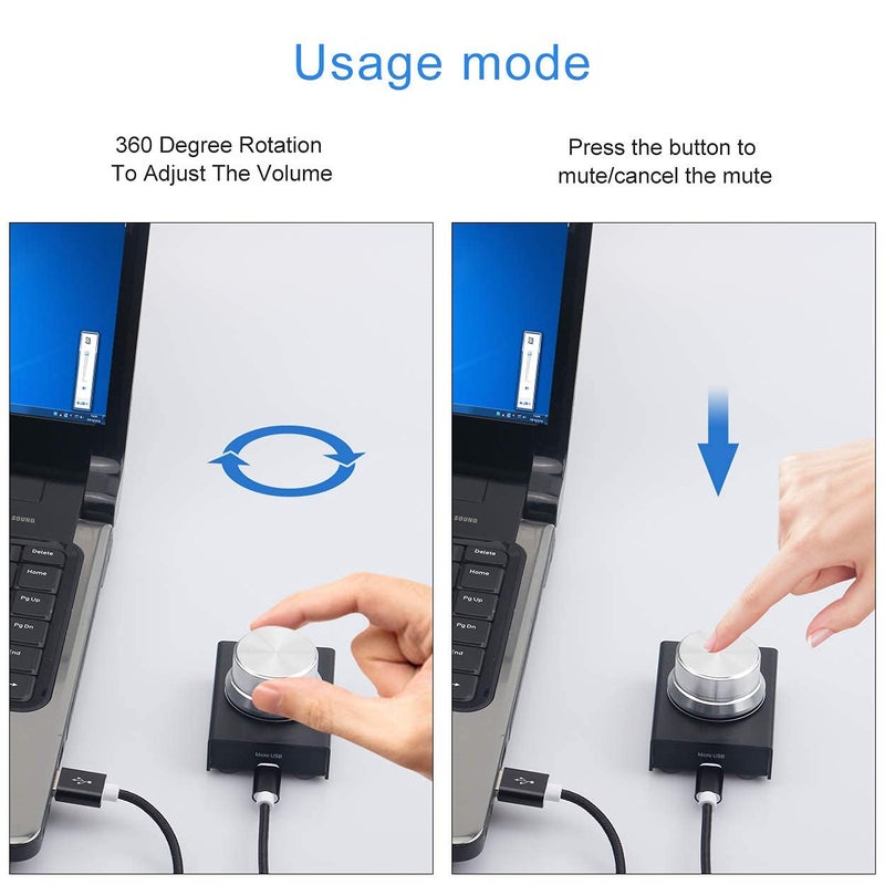 AIMOS USB Volume Control, AIMOS Lnline Volume Knob Lossless Audio Computer with 6.57ft USB Cable Mute Volume Control and PC Speakers Switch Control Module for XP, MAC, Vista, Win 7, 8, 10, Android Etc - Image 4