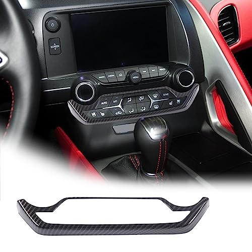JONKOKO ABS Car Central Control Volume Mode Button Frame for Chevrolet Corvette C7 2014-2019 Air Conditioning Frame Panel Cover Trim Interior Accessories (Carbon Fiber) - Image 1