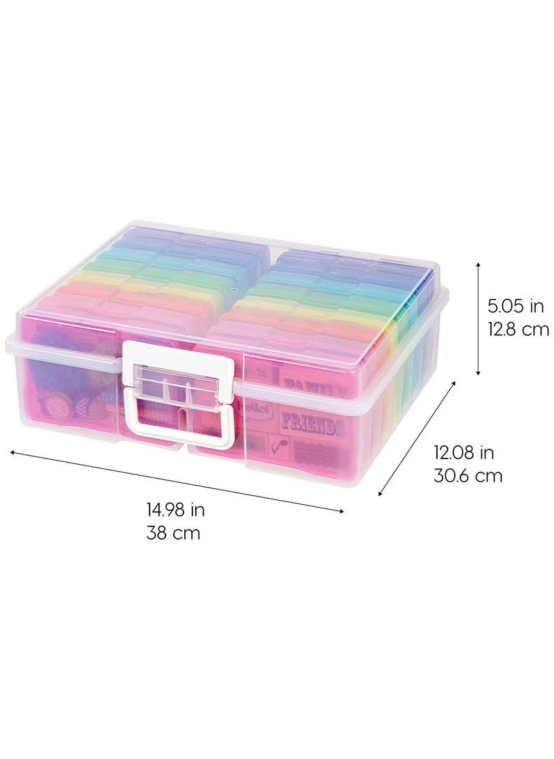 Generic Transparent Photo Case 4" x 6" Photo Box Storage - 16 Inner Photo Keeper Photo Organizer Cases Photos Storage Containers Box for Photos (Multi-Colored)  - Image 2
