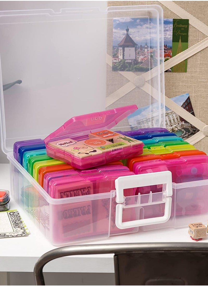 Generic Transparent Photo Case 4" x 6" Photo Box Storage - 16 Inner Photo Keeper Photo Organizer Cases Photos Storage Containers Box for Photos (Multi-Colored)  - Image 3