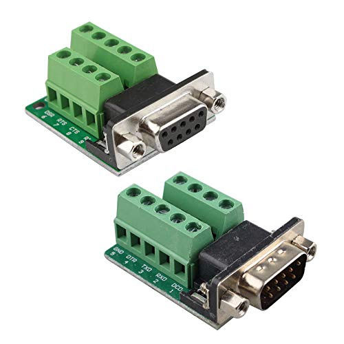 Futheda DB9 Male and DB9 Female D-SUB Breakout Board Adapter Plate 9 Pin Connector RS232 Serial to Terminal Board Signal Module Solder-Free with Nut (Male with Nut x 1, Female with Nut x 1) - Image 1