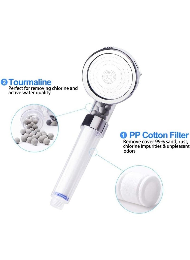 Ionic Shower Head 3 Modes High Pressure Handheld Showerhead Water Saving Filtered Shower Head With Pp Cotton Filter And Extra Filter Stones - Image 4