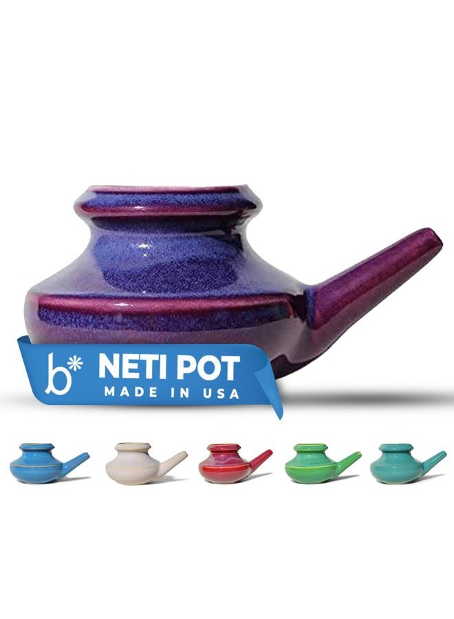 Baraka Handcrafted Ceramic Neti Pot - Sinus Tool Kit for Home - Nose & Nasal Cleaner - Dishwasher Safe - Durable Ceramic Neti Pot- Food Grade Ceramic Glazes - Lightweight - Made in USA - 10oz (Purple) - Image 1