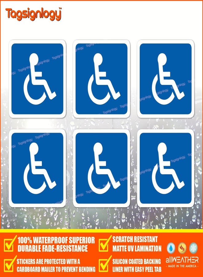 Tagsignlogy (6 pcs) 2.00" Wheelchair Symbol Handicapped Car Parking Disabled Sign Decals ADA Compliant UV Weatherproof [12-Year Fade-Proof Guarantee] Handicap Accessible Logo Waterproof Vinyl Stickers - Image 1