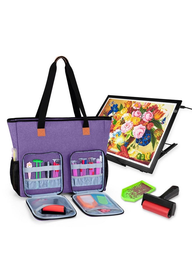 لوكسجا حقيبة حمل لملحقات الرسم الماسي ولوحة إضاءة A3، حقيبة الرسم الماسي لصندوق إضاءة A3 وB3 (حقيبة فقط)، أرجواني - Image 1