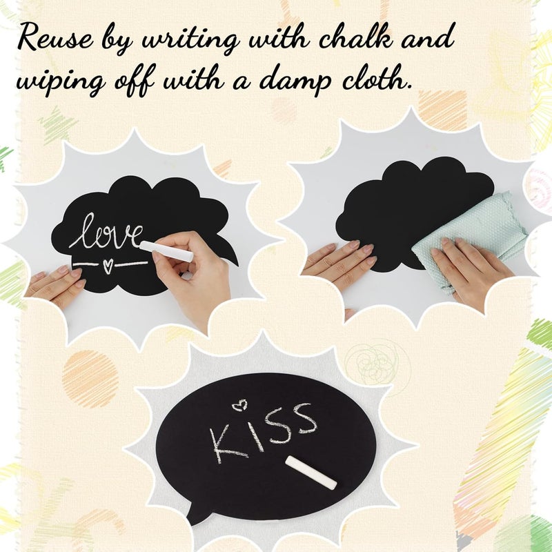 Konsait كونسايت 24 قطعة من لافتات فوتو بوث فارغة كبيرة قابلة للكتابة على لوحات الطباشير السوداء اصنع أدوات تصوير خاصة بك لزفافك وأعياد ميلادك ودي آي واي - Image 5