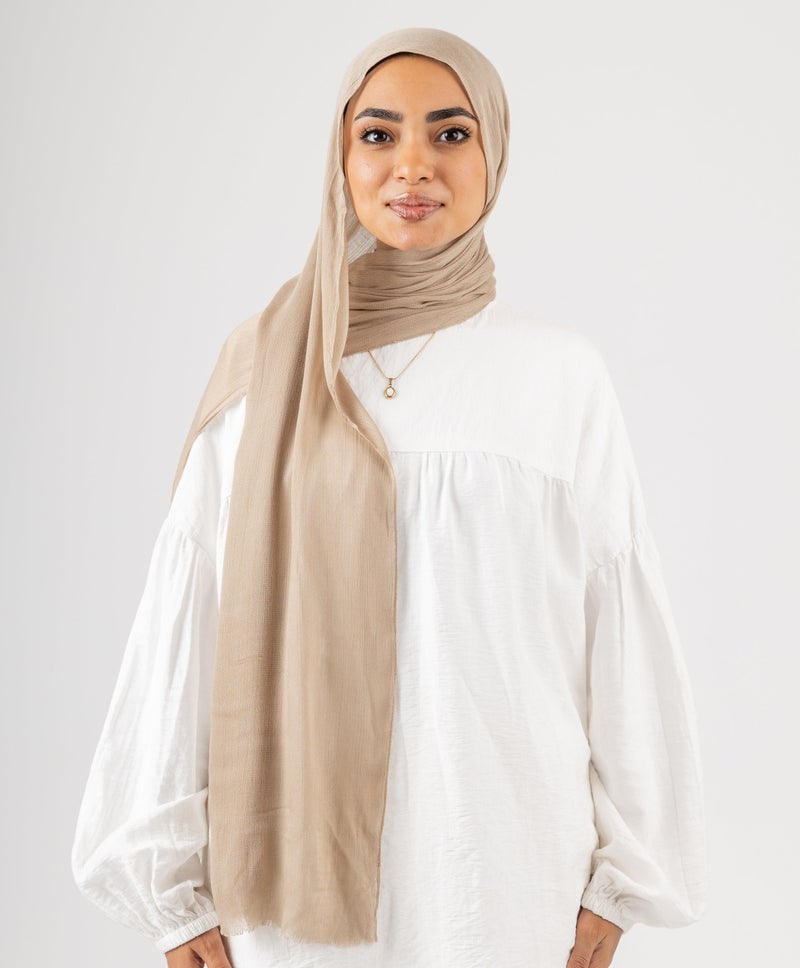 Elegant Cotton Crinkle Scarf — Stonish Beige