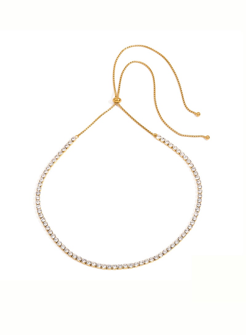 سونداراسوندارا قلادة تنس فاخرة قابلة للتعديل مطلية بالذهب عيار 18 ومزينة بأحجار الزركون من الفولاذ التيتانيومي — هدية مثالية للنساء والفتيات في يوم الحب، ويوم الأم، وأعياد الميلاد، والزفاف، والخطوبة - Image 3