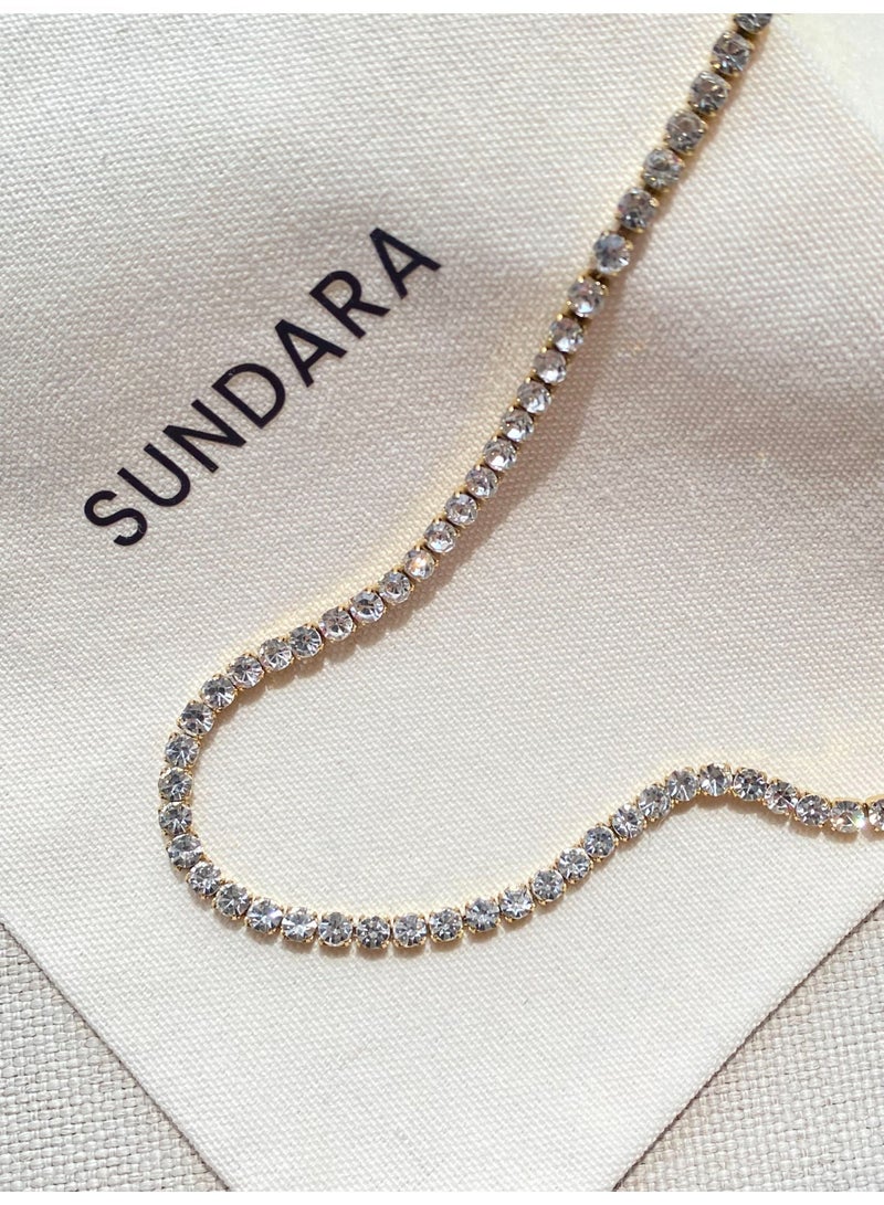 سونداراسوندارا قلادة تنس فاخرة قابلة للتعديل مطلية بالذهب عيار 18 ومزينة بأحجار الزركون من الفولاذ التيتانيومي — هدية مثالية للنساء والفتيات في يوم الحب، ويوم الأم، وأعياد الميلاد، والزفاف، والخطوبة - Image 4