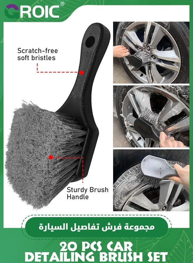 GROIC 20 Pcs Car Wheel Tire Brush Set, Detailing Kit, Set (Wheels Brush, Rim Brushes, Drill Wash Mitt, Wax Pads, Towels) - Image 5
