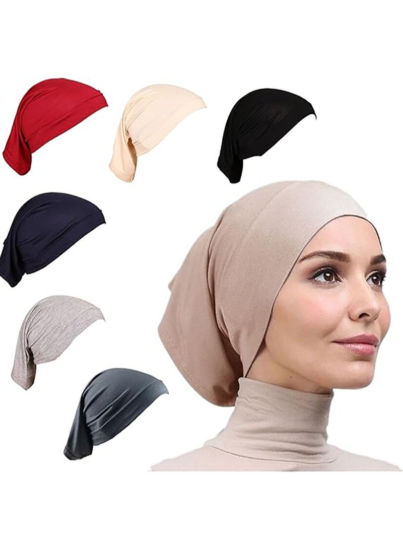 RATSAW 6 Pieces Women Under Scarf Hat Cap Bonnet Hijab Islamic Neck Cover Muslim Under Scarf Hijab Cap - Image 1