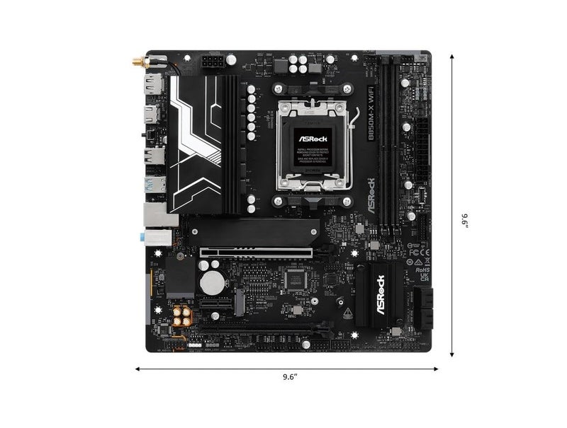ASRock B850M-X WiFi R2.0 AM5 Micro-ATX Motherboard: Supports AMD Ryzen 9000/8000/7000 CPUs, DDR5 8200+ (OC), PCIe 5.0, Wi-Fi 6E, 2.5G LAN, USB-C, BIOS Flashback - Image 2