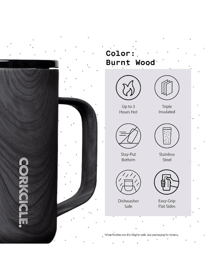 Corkcicle Triple Insulated Coffee Mug with Lid and Handle, Burnt Wood, 16 oz – Stainless Steel Travel Mug Keeps Beverages Hot for 3+ Hours – Non-Slip, Easy-Grip, Spill-Resistant Tumbler - Image 4