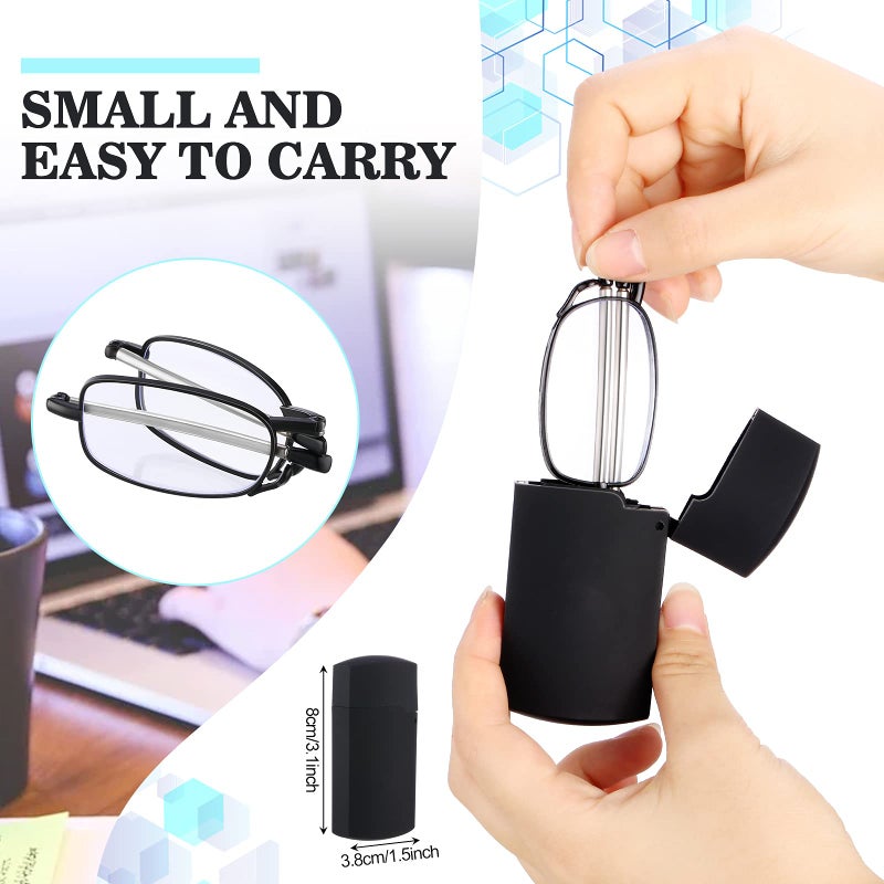TOODOO 4 Pairs Blue Light Blocking Reading Glasses Folding Reading Glasses  Small Folding Readers for Men Women (Black  2.5) - Image 3
