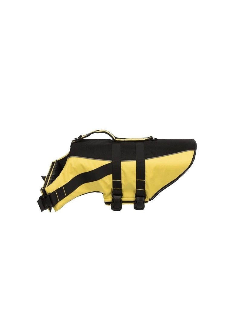 تريكسي أصفر مع سترة نجاة سوداء للكلاب - Image 1