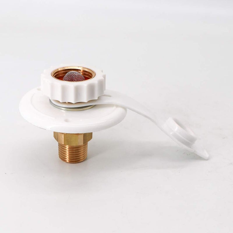KIPA RV City water Fill inlet flange brass RV water hookup Connector FPT 1/2" Female thread 3" Flange white, With check valve backflow preventer in city water connection - Image 2