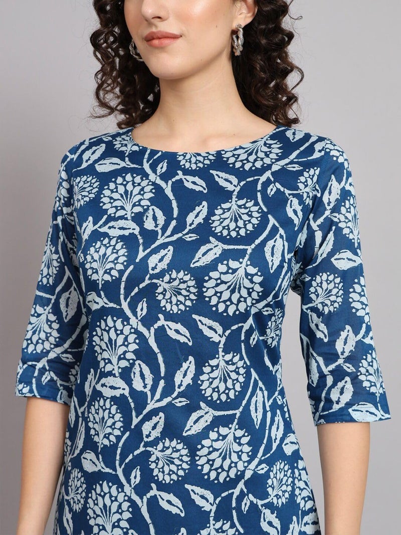 Powersutra Printed Dress for Women |A-line Dress for Women | Midi Length Dress | Comfortable & Stylish Fit Blue - Image 5