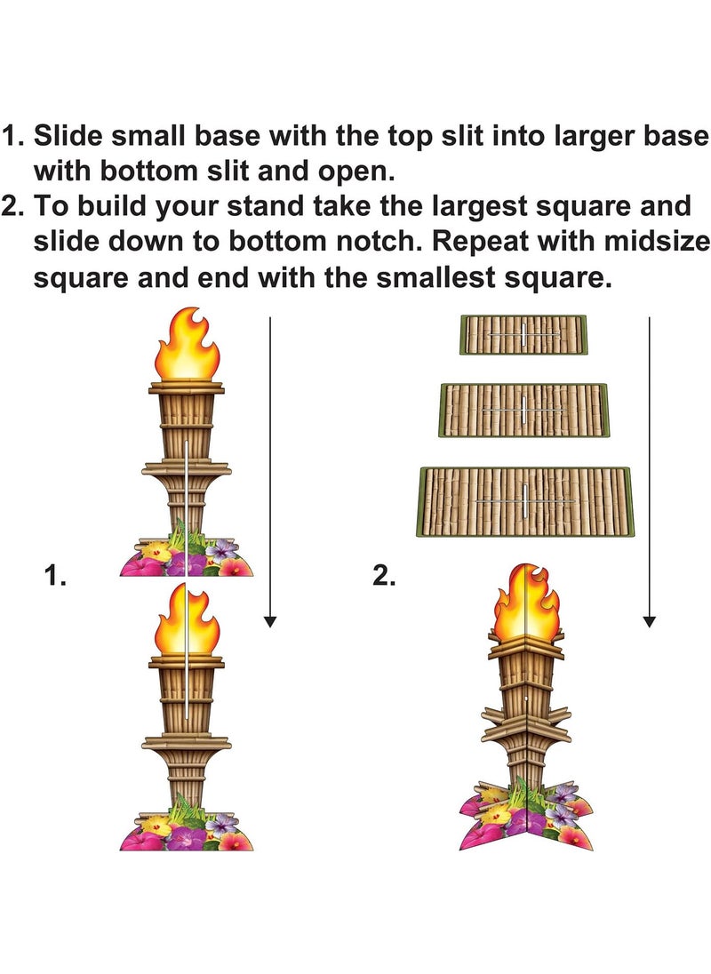 Beistle Tiki Torch Cupcake Stand Cake Holder Display 1525 x 1125 BrownTanOrangeYellow  - Image 3