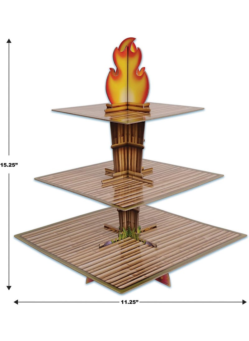 Beistle Tiki Torch Cupcake Stand Cake Holder Display 1525 x 1125 BrownTanOrangeYellow  - Image 2