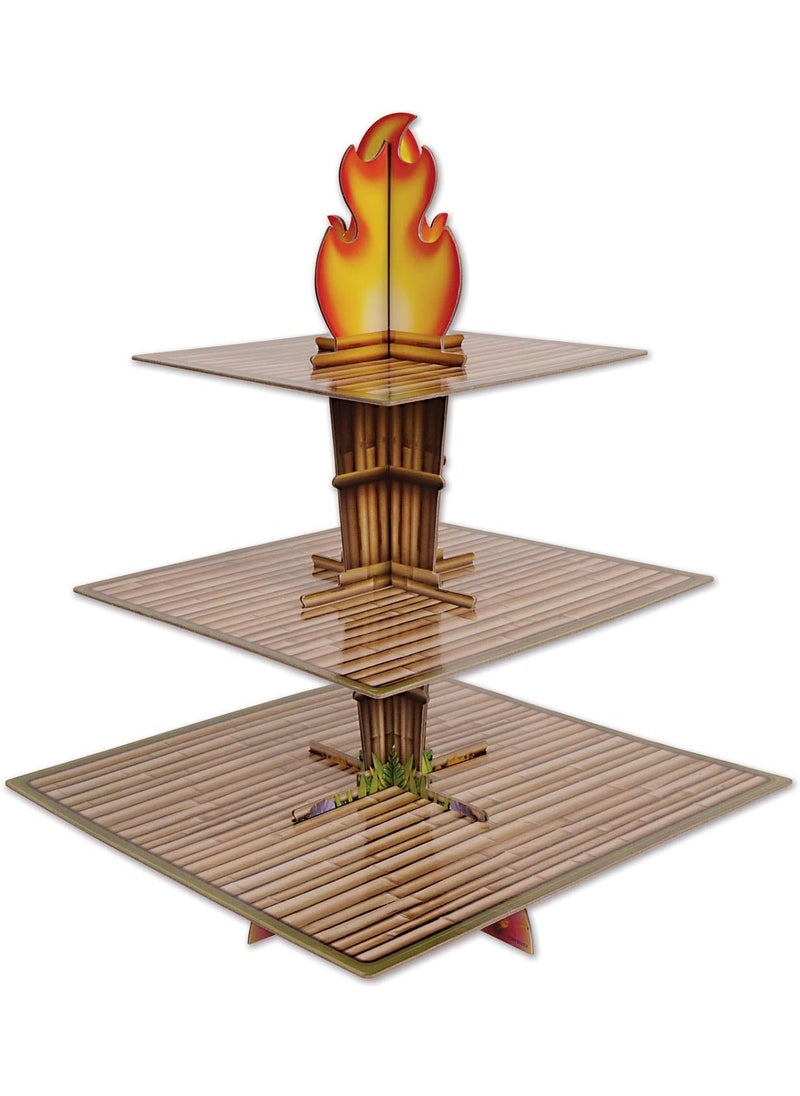 Beistle Tiki Torch Cupcake Stand Cake Holder Display 1525 x 1125 BrownTanOrangeYellow  - Image 1