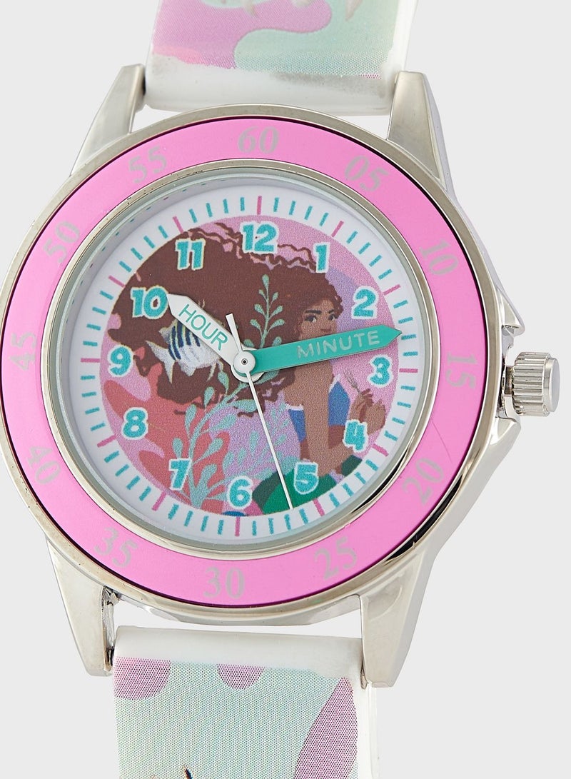 Disney Little Mermaid Girls Time Teacher Watch Blue Silicone Strap, LMM9002 - Image 2