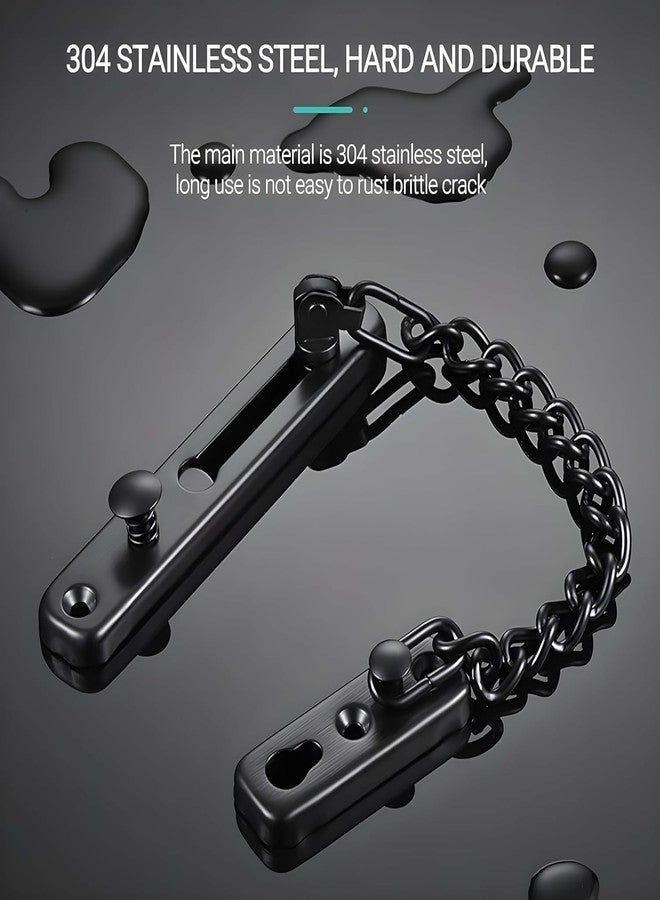 GALLY Premium Door Latch with Safety Chain Lock for Main Door, Bedroom & Bathroom | Heavy Duty Metal Door Chain Lock with 360° Eye Viewer | Home Security Door Accessories (Black) - Image 2