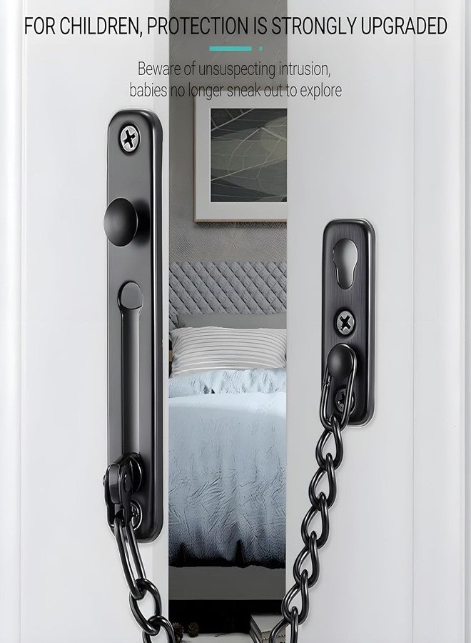 GALLY Premium Door Latch with Safety Chain Lock for Main Door, Bedroom & Bathroom | Heavy Duty Metal Door Chain Lock with 360° Eye Viewer | Home Security Door Accessories (Black) - Image 3